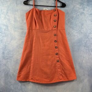 Copper Key Womens Burnt Orange Button Side Smocked Back Mini Dress Size L